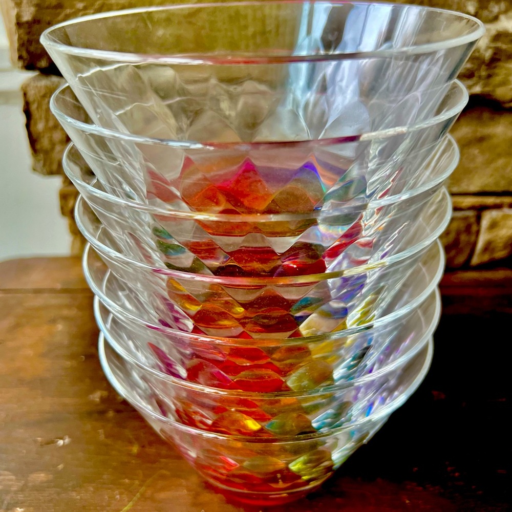 Iridescent Multi-Color Dessert Bowls - Set of 6